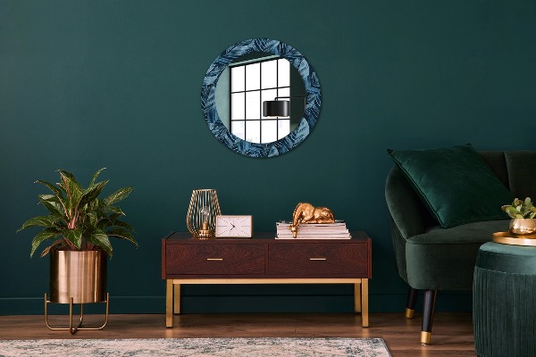 Round wall mirror decor Jungle leaves