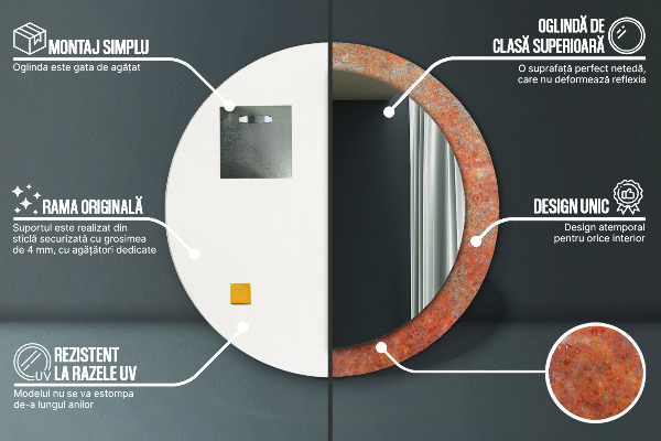 Round wall mirror design Rusty metal