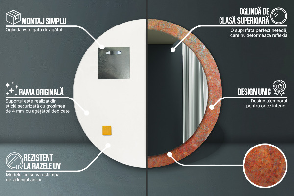 Round wall mirror design Rusty metal