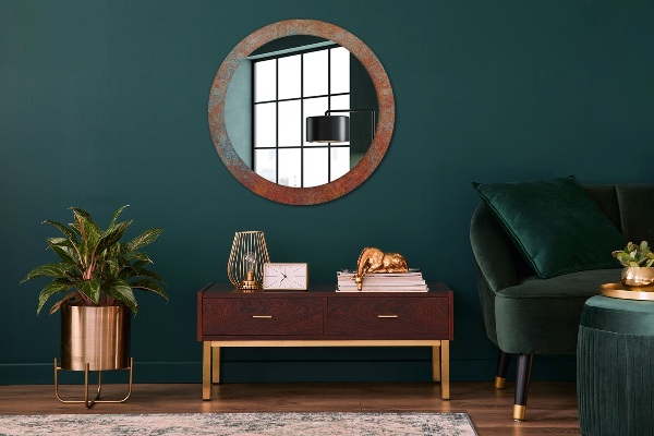 Round wall mirror design Rusty metal