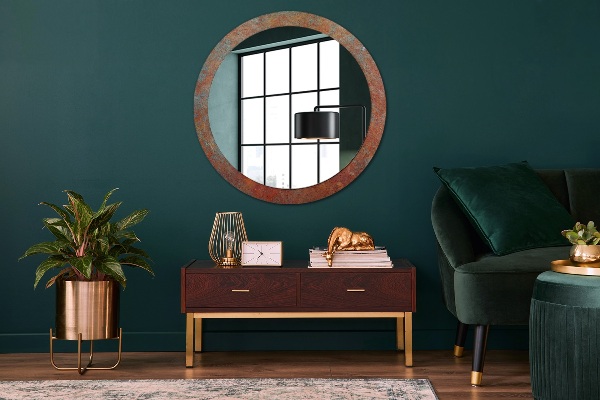 Round wall mirror design Rusty metal