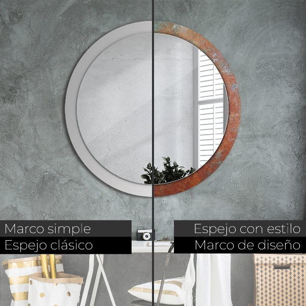 Round wall mirror design Rusty metal