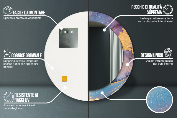 Round wall mirror design Marble stone