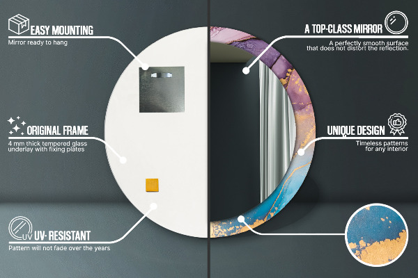 Round wall mirror design Marble stone