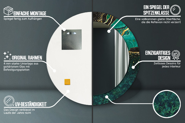 Round wall mirror design Marble green