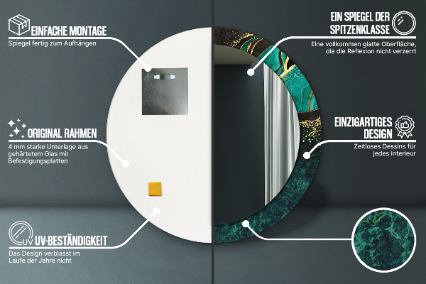 Round wall mirror design Marble green