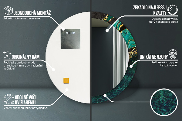 Round wall mirror design Marble green