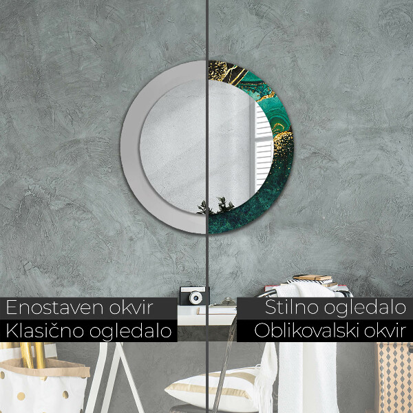 Round wall mirror design Marble green