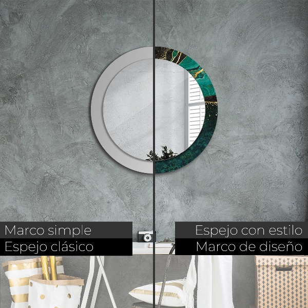 Round wall mirror design Marble green