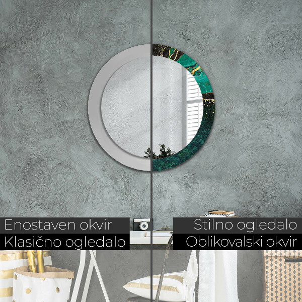 Round wall mirror design Marble green