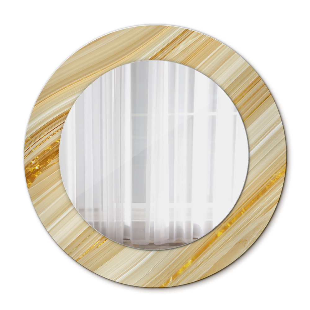 Round wall mirror decor Golden abstract