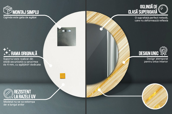 Round wall mirror decor Golden abstract