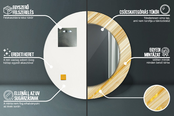 Round wall mirror decor Golden abstract