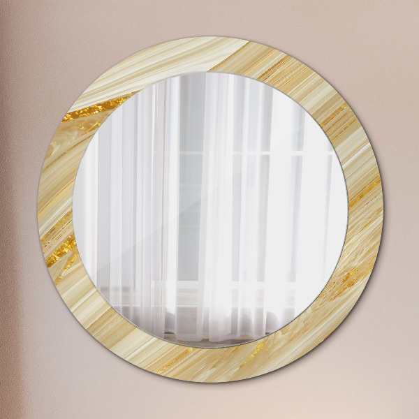 Round wall mirror decor Golden abstract