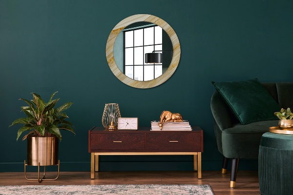 Round wall mirror decor Golden abstract