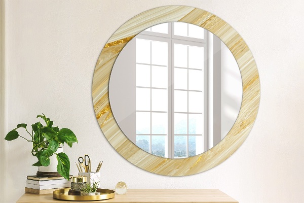 Round wall mirror decor Golden abstract