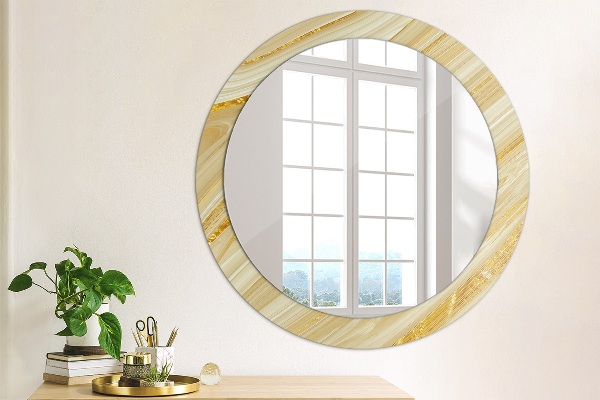 Round wall mirror decor Golden abstract