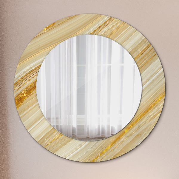 Round wall mirror decor Golden abstract