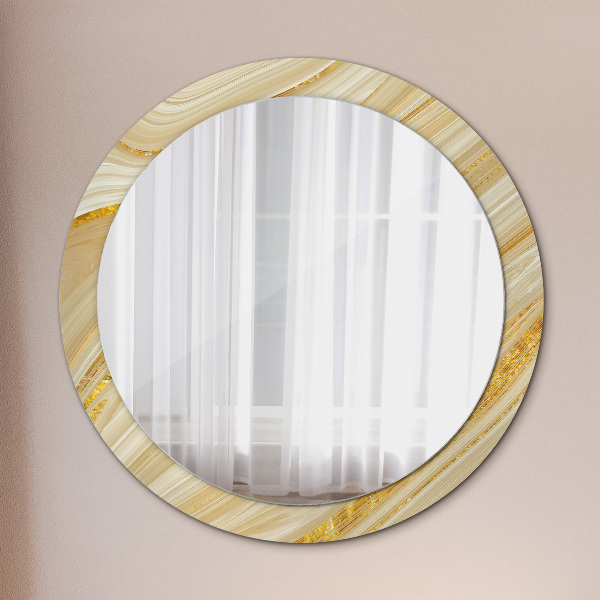 Round wall mirror decor Golden abstract