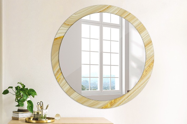 Round wall mirror decor Golden abstract
