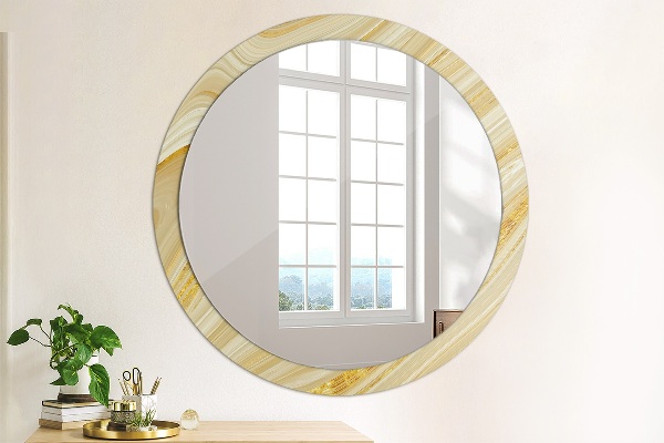Round wall mirror decor Golden abstract