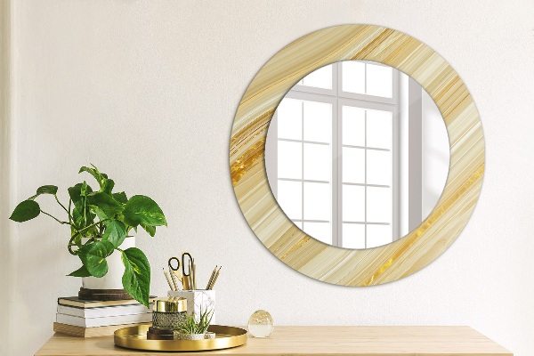 Round wall mirror decor Golden abstract