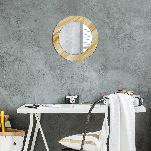 Round wall mirror decor Golden abstract