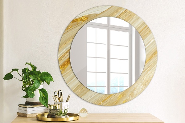 Round wall mirror decor Golden abstract