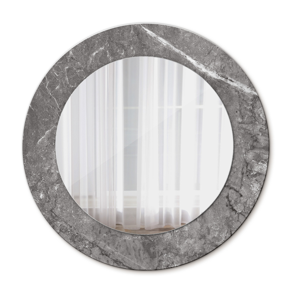Round printed mirror Rustic marble