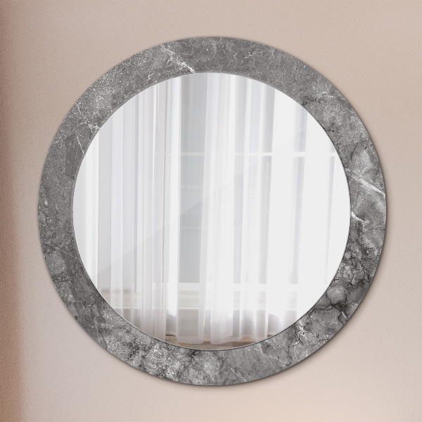 Round printed mirror Rustic marble