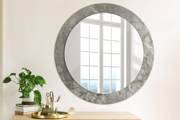Round printed mirror Rustic marble