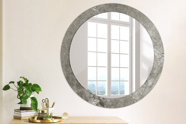 Round printed mirror Rustic marble