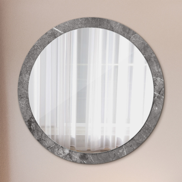 Round printed mirror Rustic marble