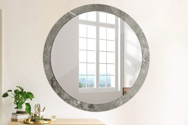 Round printed mirror Rustic marble