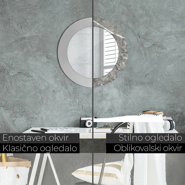 Round printed mirror Rustic marble