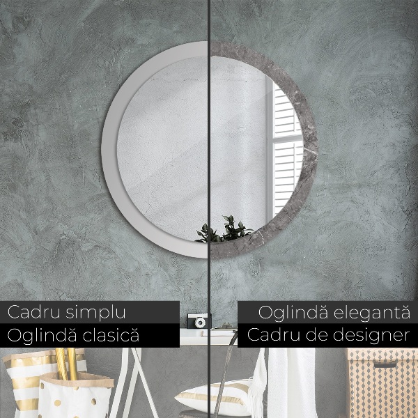 Round printed mirror Rustic marble