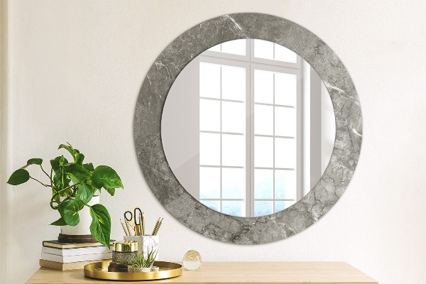 Round printed mirror Rustic marble