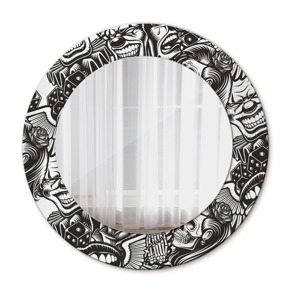 Round printed mirror Abstract fluid
