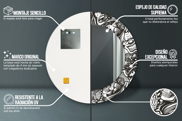 Round printed mirror Abstract fluid