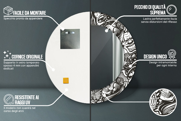 Round printed mirror Abstract fluid