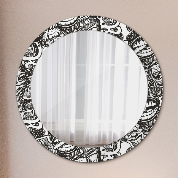 Round printed mirror Abstract fluid