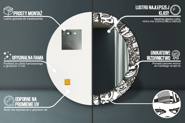 Round printed mirror Abstract fluid