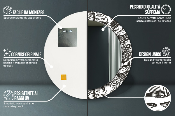 Round printed mirror Abstract fluid