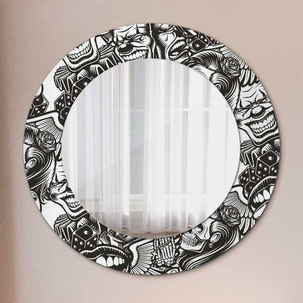Round printed mirror Abstract fluid