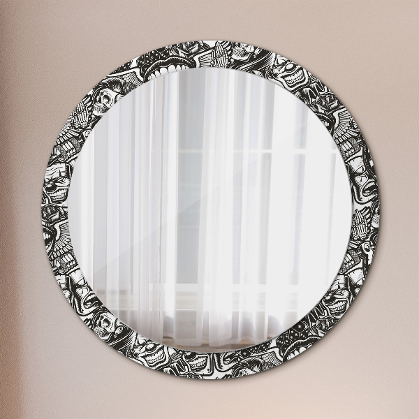 Round printed mirror Abstract fluid