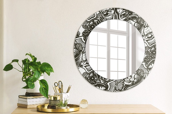 Round printed mirror Abstract fluid