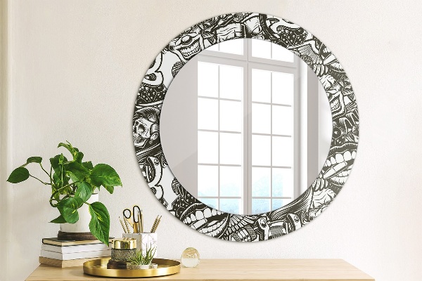 Round printed mirror Abstract fluid