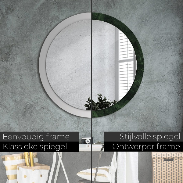 Round printed mirror Green marble