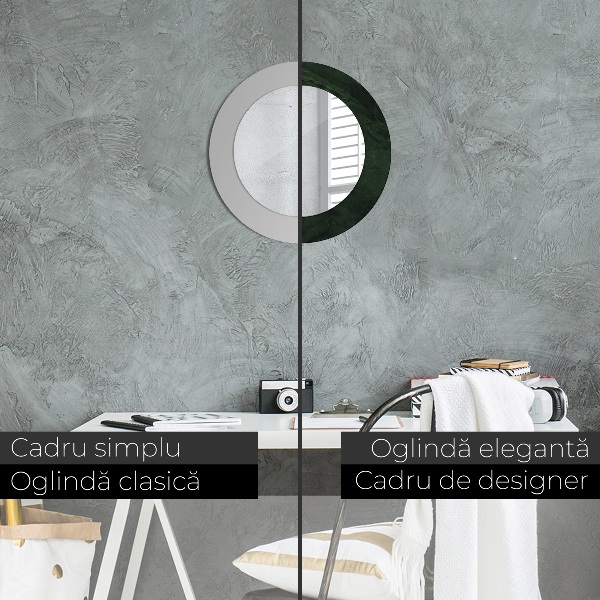 Round printed mirror Green marble