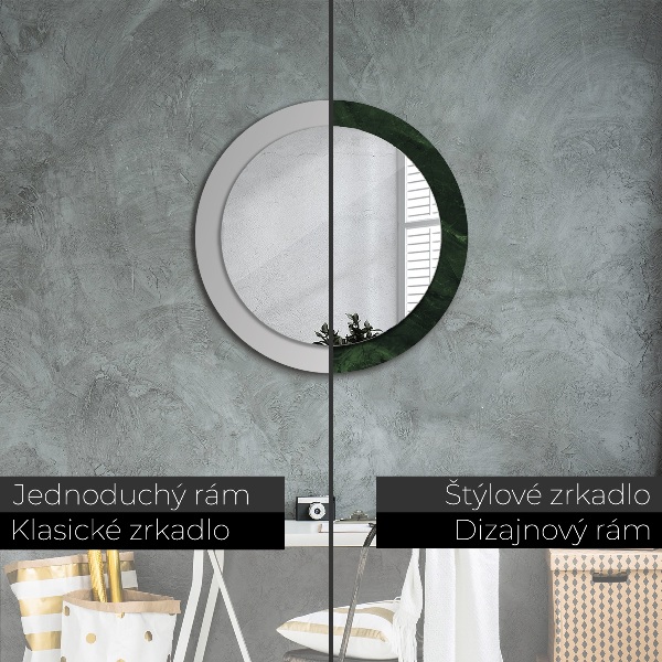 Round printed mirror Green marble